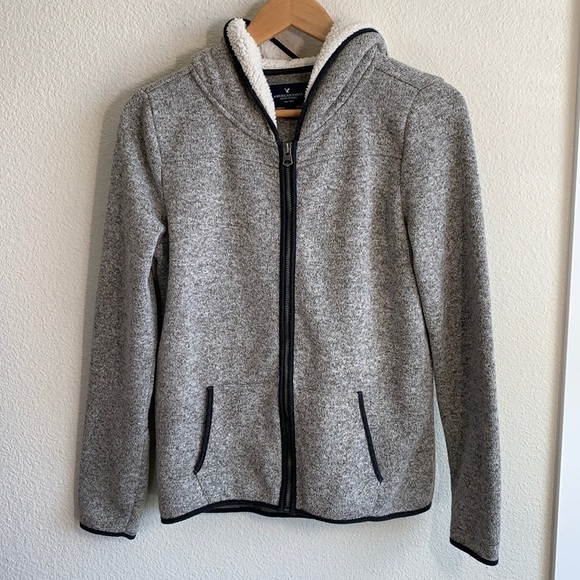 American Eagle Fleece Lined Full Zip Hoodie Small - Picture 2 of 8